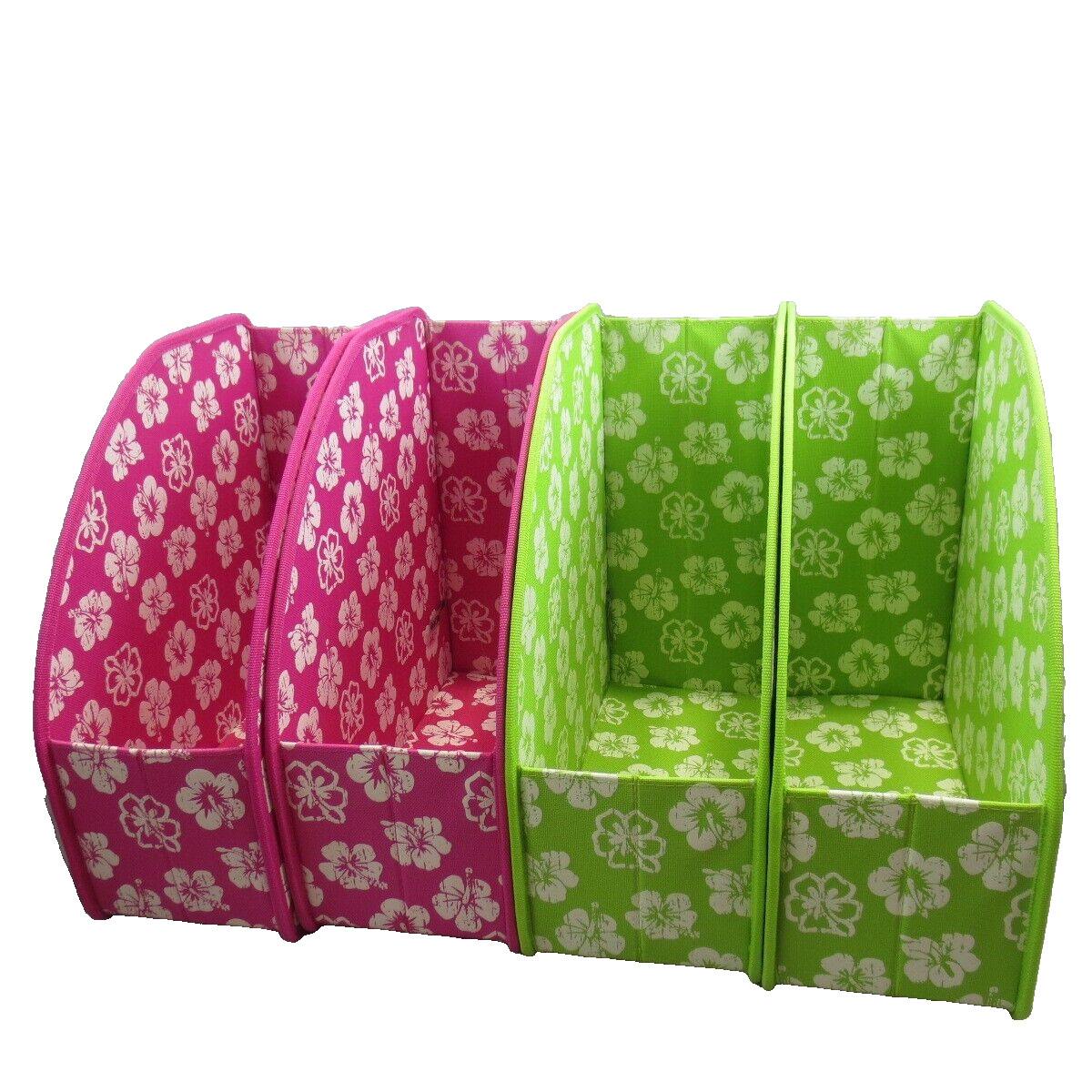 Set of 4 Neatnix Cloth XL Collapsible Magazine Holder Flower Pink Green Dorm