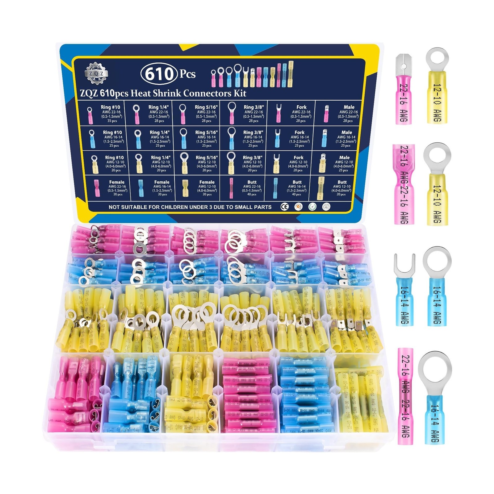 ZQZ 610PCS Heat Shrink Wire Connectors Kit, Marine Electrical C... FAST USA SHIP