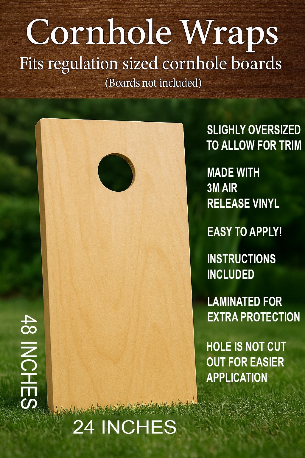 FADEPROOF Cornhole Board Wraps Laminated Full Moon Forest /