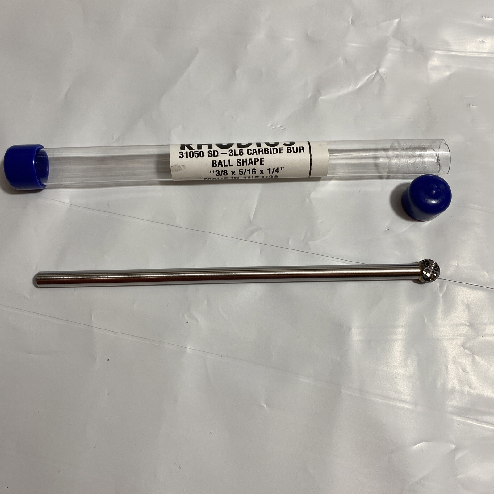 RHODIUS 3/8" x 5/16" x 1/4" Shank SD-3L6 Ball Nose Double Cut Carbide Burr US