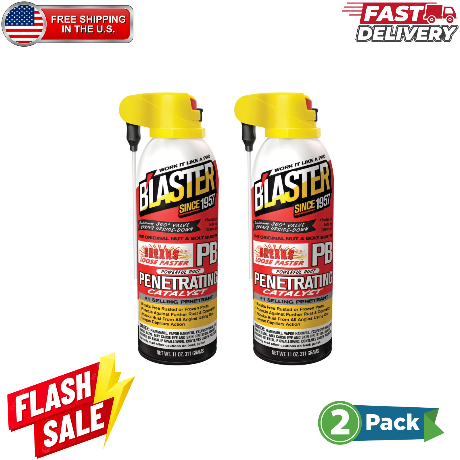 PB Blaster 16PBDS Penetrant Rust Remover Lubricant Spray 11 oz 2 Pack