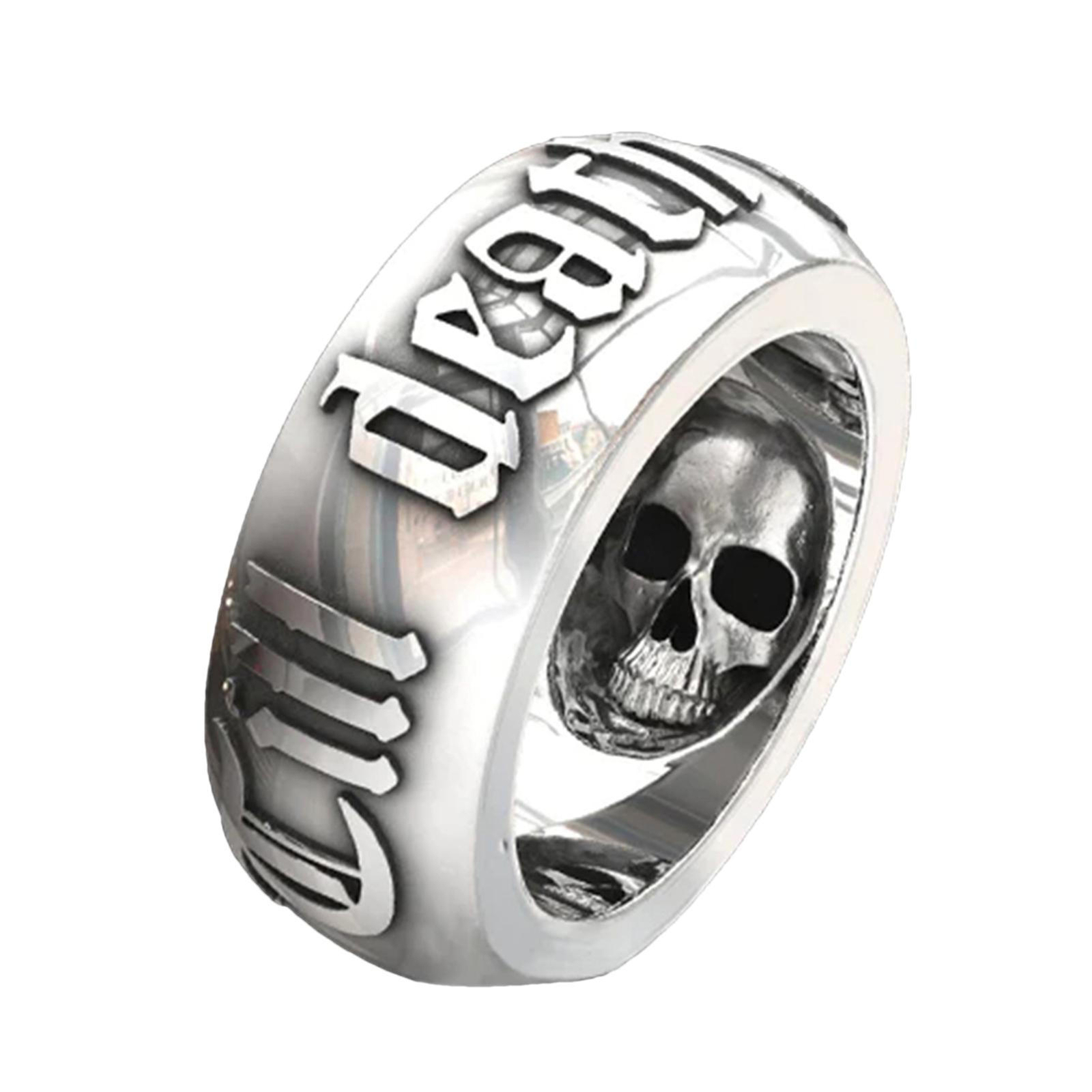 Till Death Do Us Part Ring Gothic Skull Rings Silver Alphabet  Eternity Ring