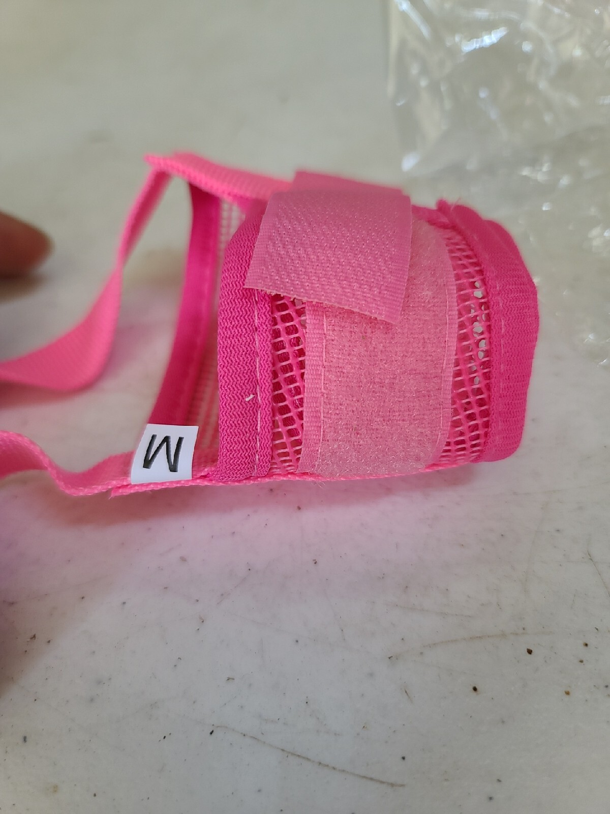 Adjustable Dog Muzzle Mouth Mesh Mask Anti Stop Bite Chewing Breathable Pink Med