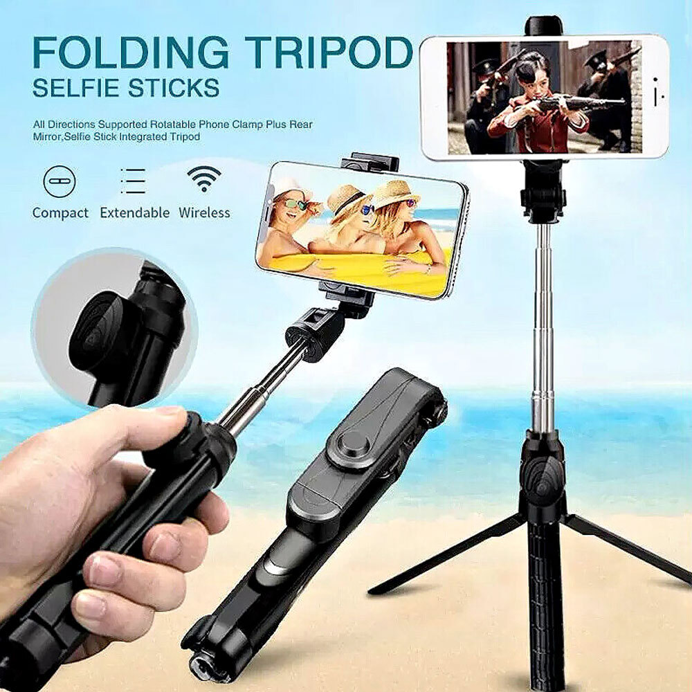 Extendable Wired Remote Self-Pole Handheld Selfie Stick For iPhone Samsung Gold