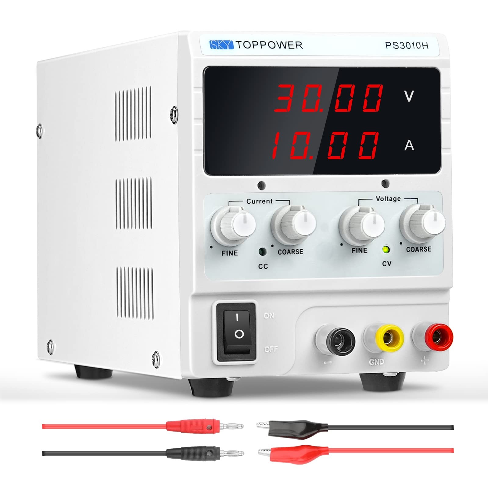 DC Power Supply Variable, 30V 10A Adjustable Switching Regulated DC Bench Lab