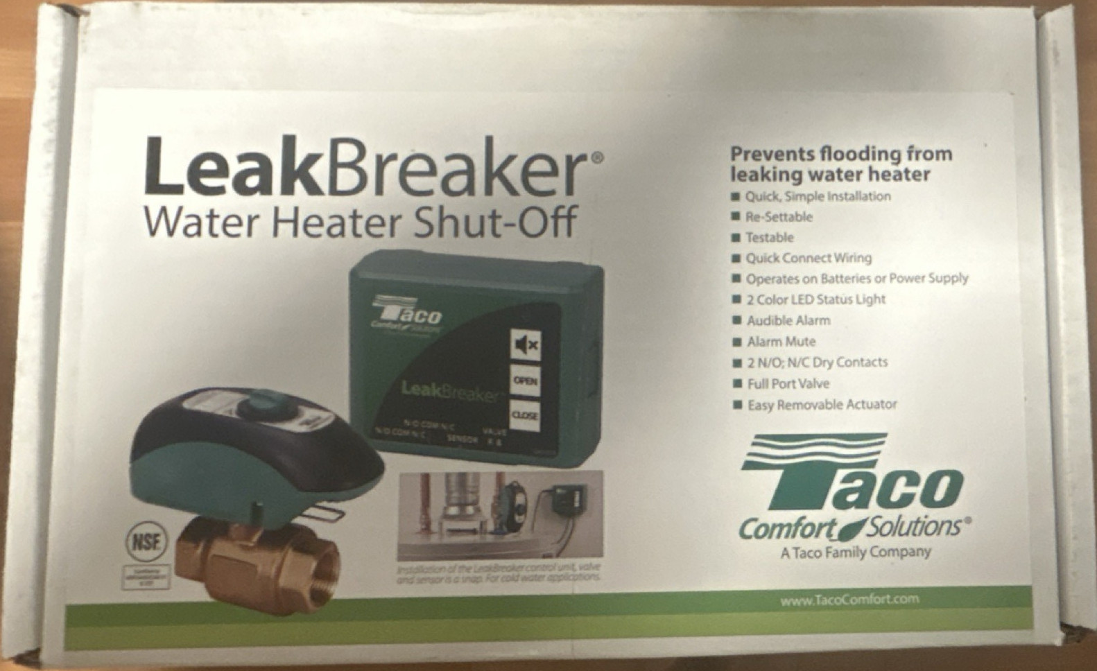 Taco LB-075-H-2LF LeakBreaker Water Heater Shut-Off 3/4" NPT 120 VAC Brass