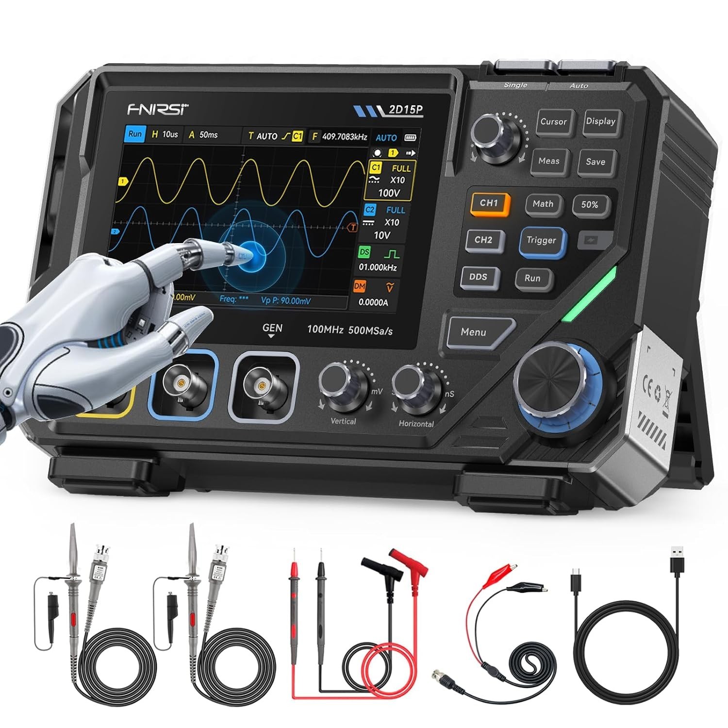 FNIRSI 2D15P 100MHz Digital Oscilloscope Multimeter DDS Signal Generator 3 in 1
