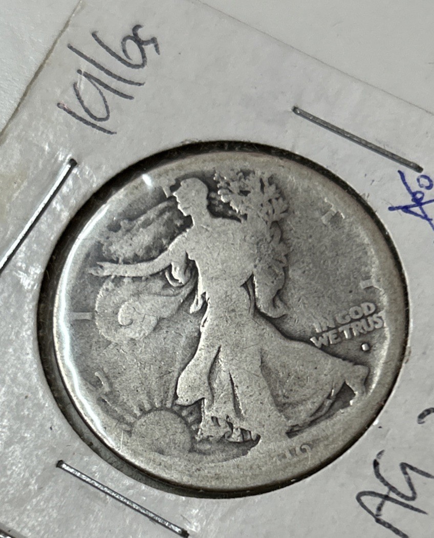 1916 S About Good Scare First Year Walking Liberty Silver Half Semi-Key Coin