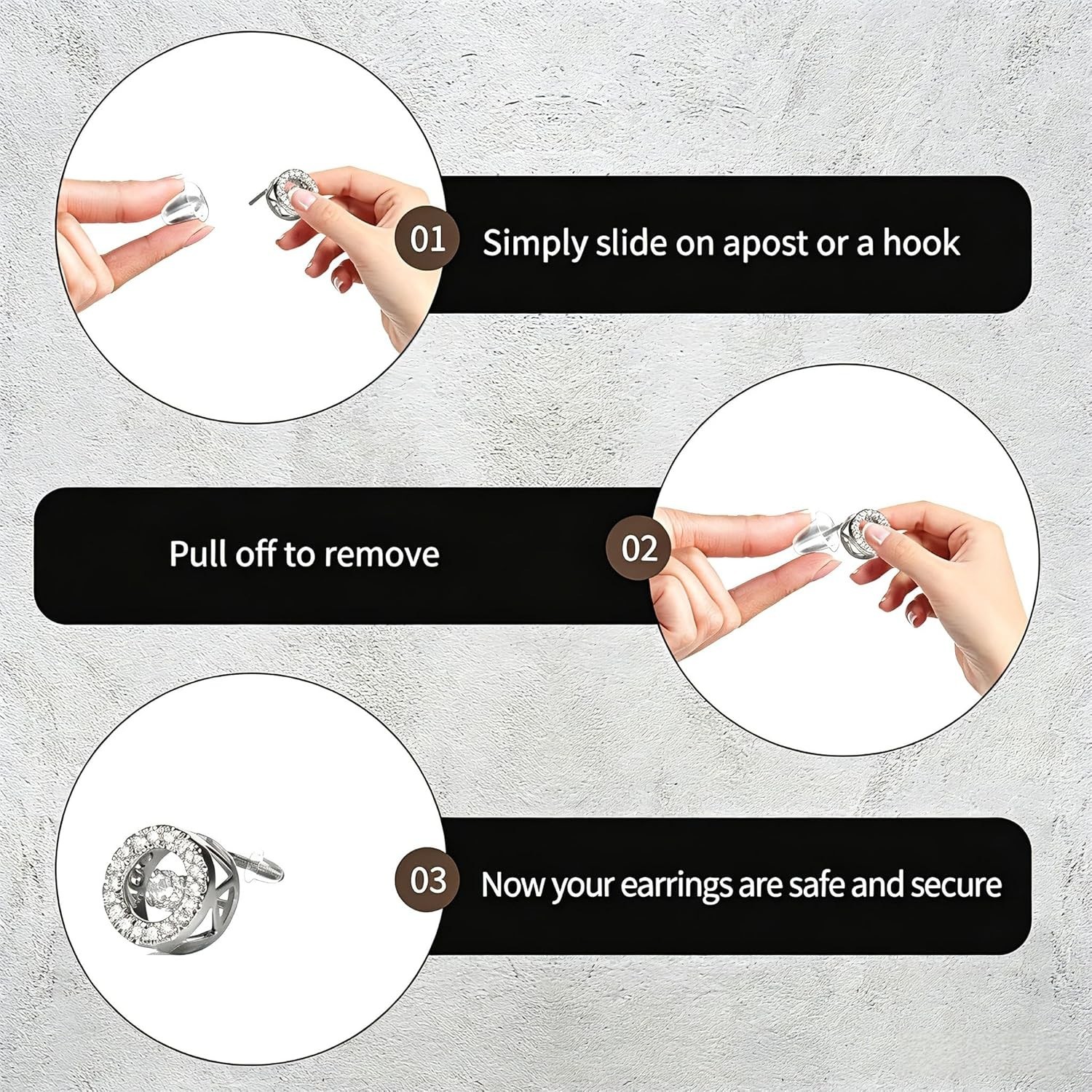 6 Styles 600Pcs Silicone Earring Backs, Clear Soft Plastic Rubber Earring Bac...