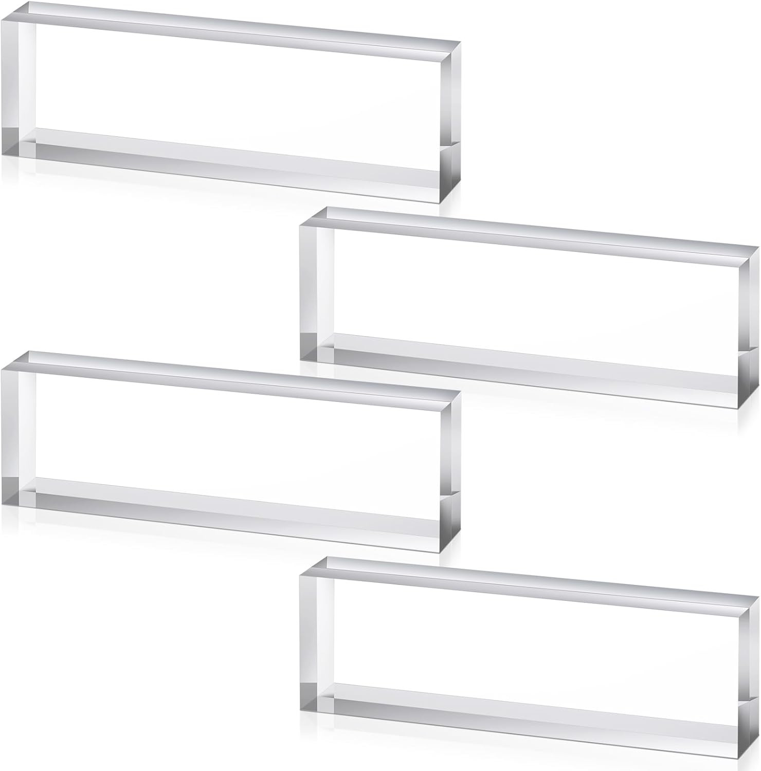 Clear Acrylic Display Blocks - 4 Pcs Name Plate Stands for Crafts & Events