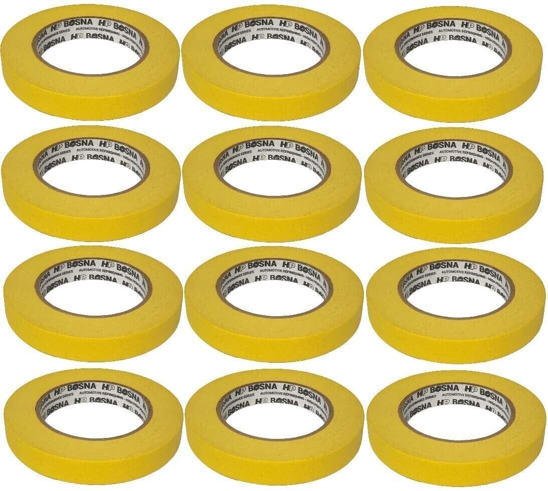 Bosna Automotive Refinish Masking Tape, 3/4 Inch 12 Rolls, Yellow