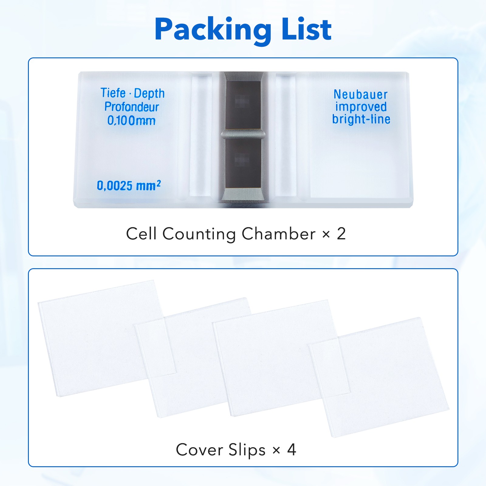 Cell Counting Chamber Hemocytometer Neubauer Improved Blood Counting Chamber