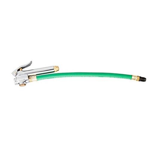 75052 Straight Chuck Tire Inflator with Built-in Gauge and 12-Inch Hose Green