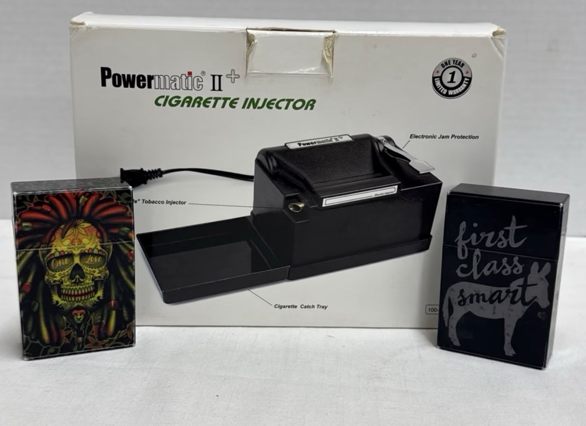 Powermatic II+ Electric Cigarette Injector Cigarette Rolling Machine +2 Cig Case