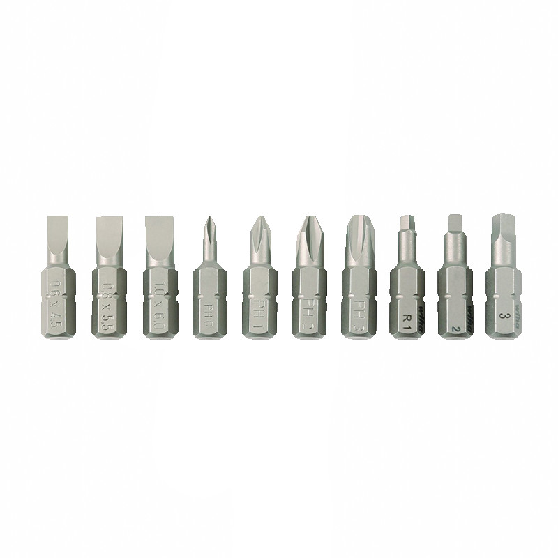 Wiha 72593 Slotted/Phillips/Square Insert Bit Set, 10 pieces
