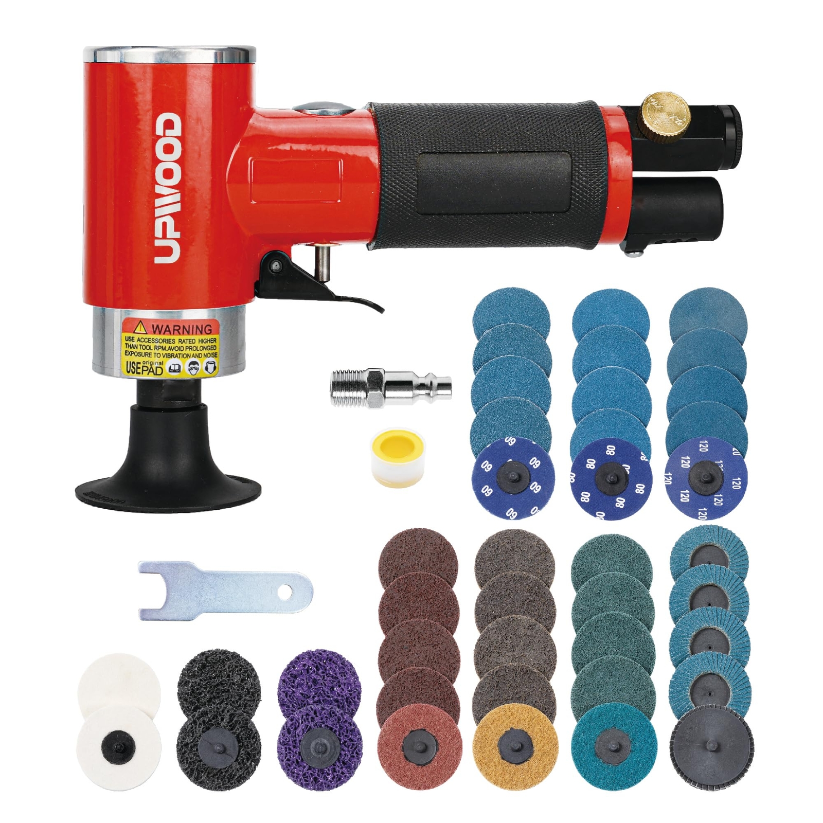Pneumatic Mini Orbital Sander Grinder Polisher Kit 2 Inch Air Right Angle Surfac
