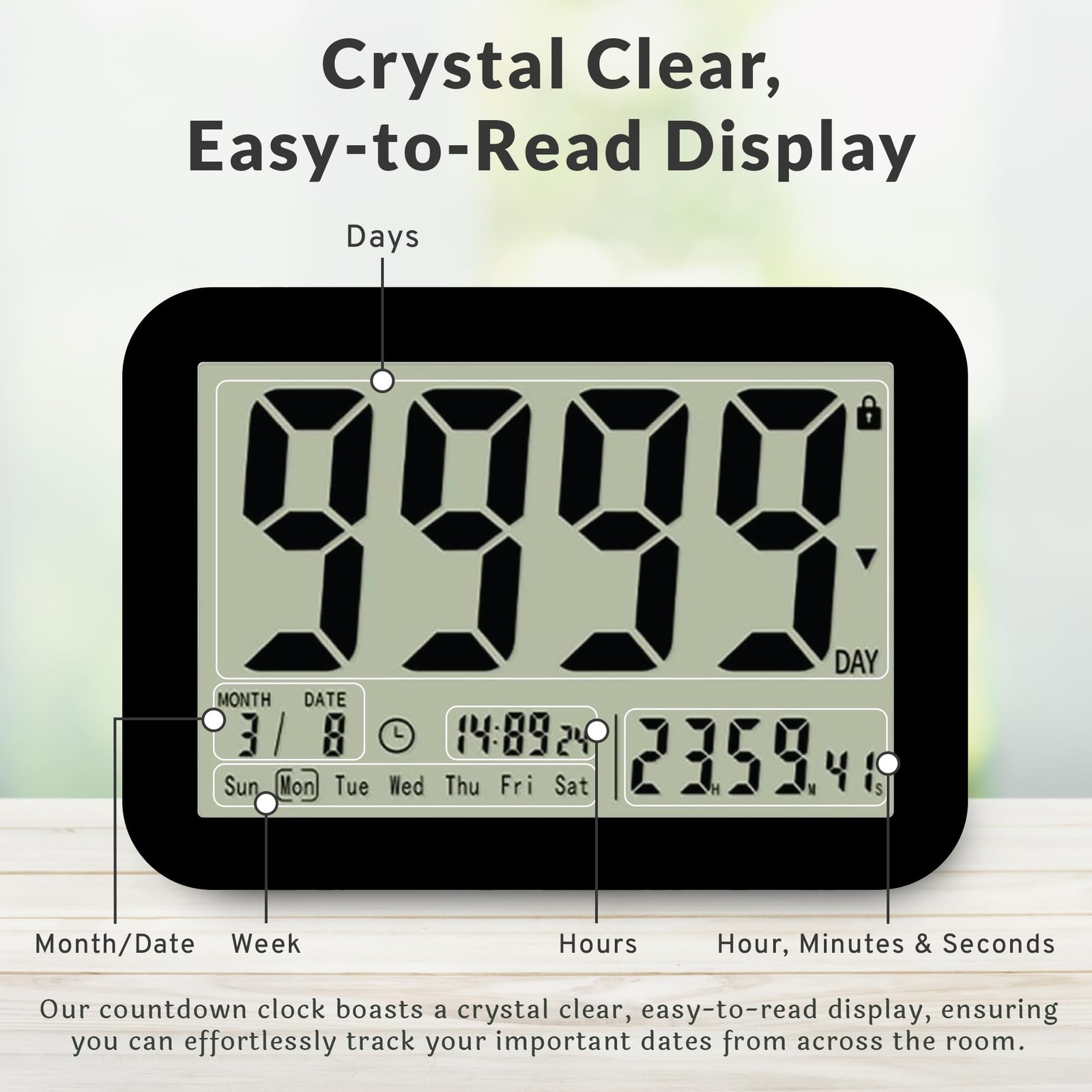Countables 9999 Days Countdown Clock - Reusable Count Down Timer - Large Disp...