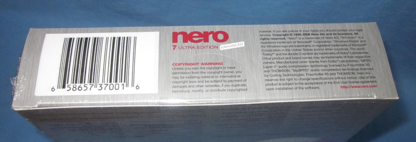Nero 7 Ultra Edition Enhanced for Windows .. Sealed New Older Software