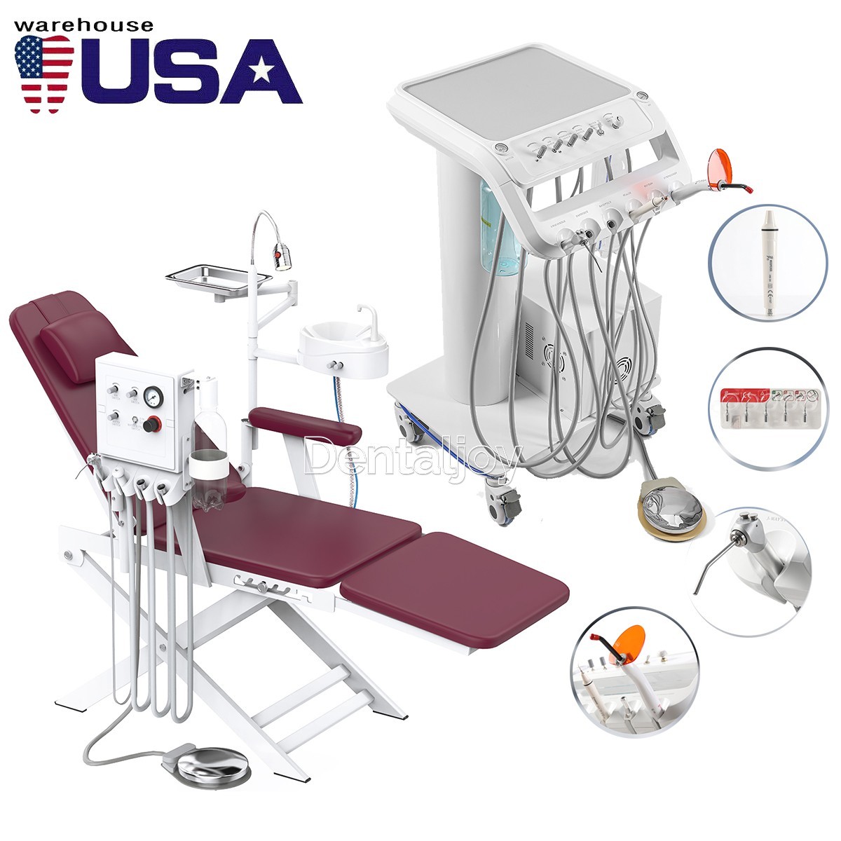 Unidad de entrega dental portátil con carretilla / silla móvil del compresor de