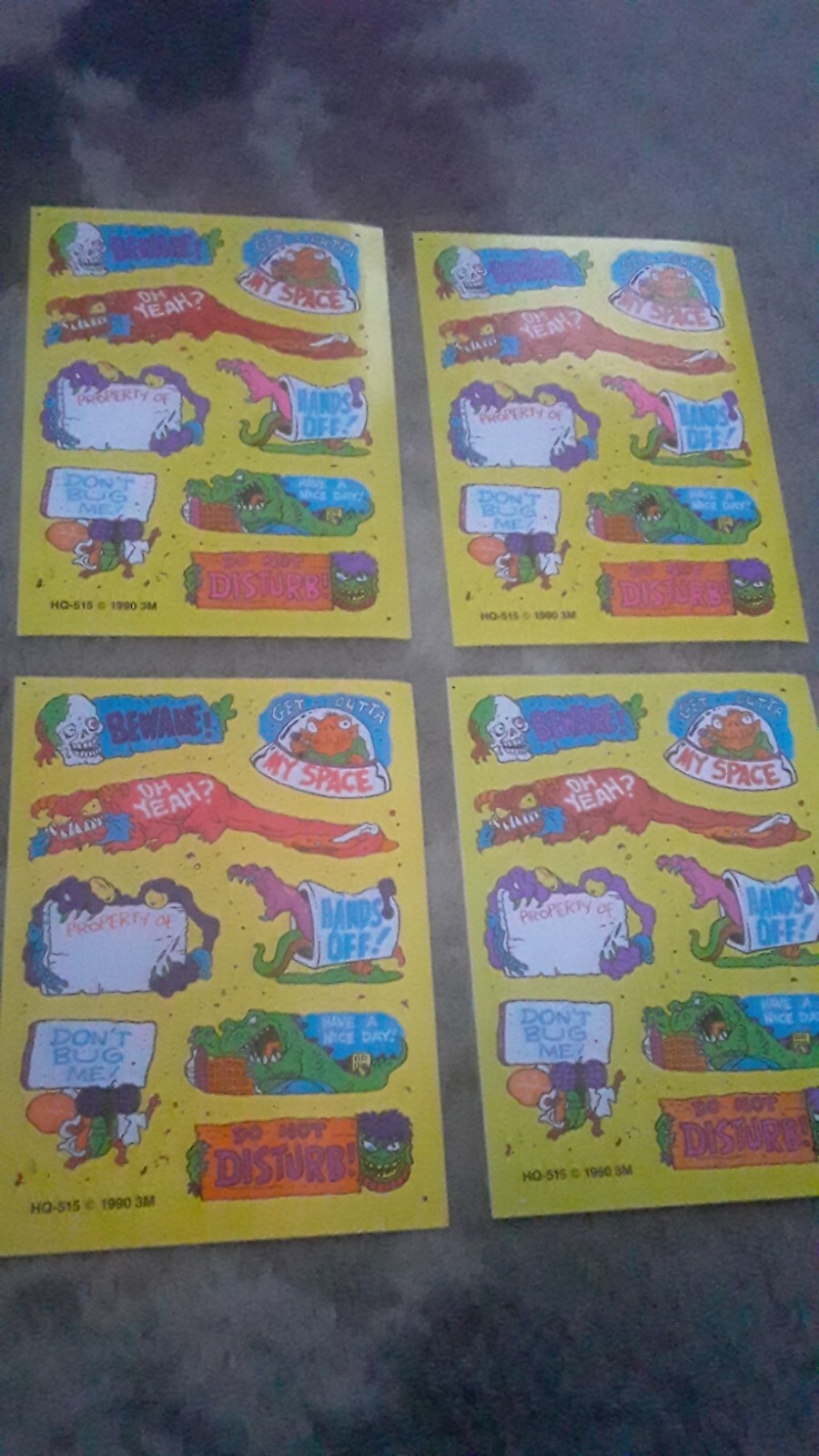 Vintage 1990 MONSTER Stickers Post It Lot of 4 Sticker Sheets 3M USA HQ-515