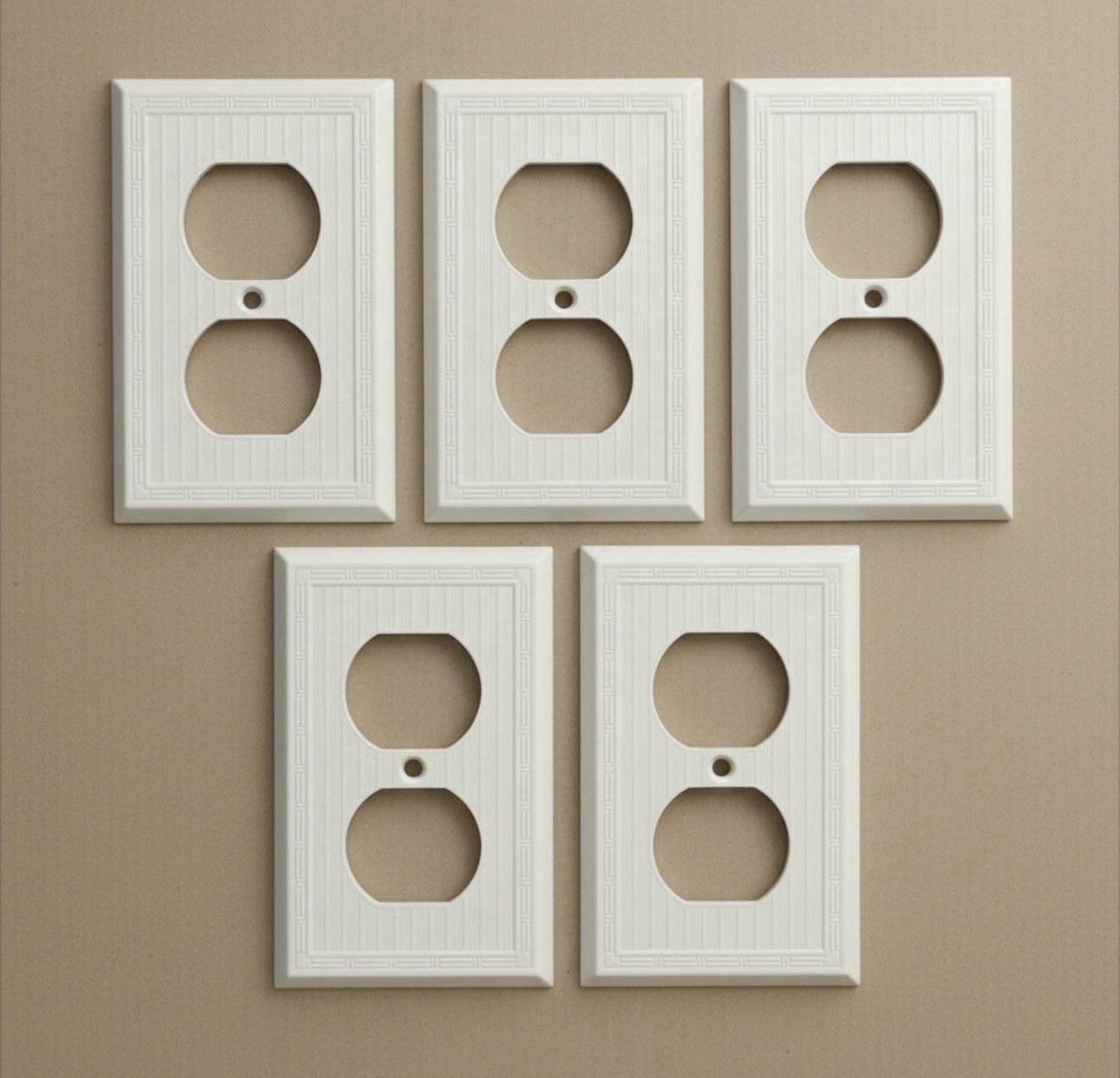 5 Vintage Art Deco Ivory Phenolic Duplex Outlet Covers NOS Meritline