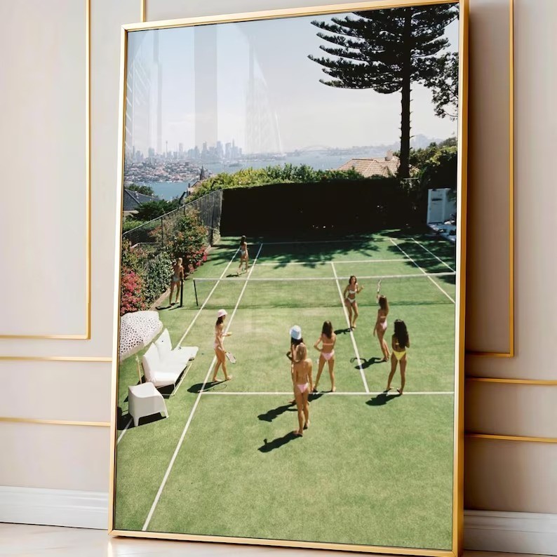 Slim Aarons Tennis Court Print Slim Aarons Photography Coastal 70s Poster
