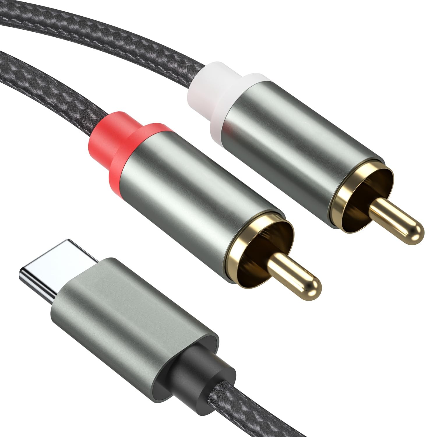 Froggen USB C to 2 RCA Audio Cable, Cables 3.3FT/6.6FT/9.9FT/16FT, Black