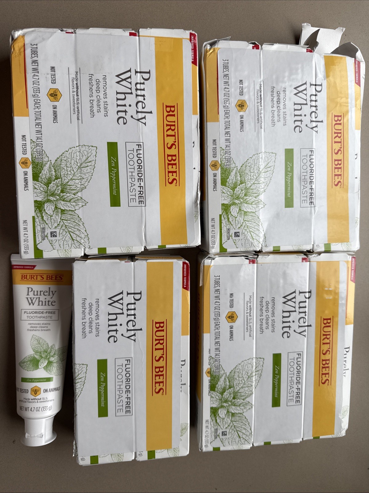 Burt'S Bees Toothpaste Natural Flavor Zen Peppermint 4.7 Pack 4x3=12 Total New