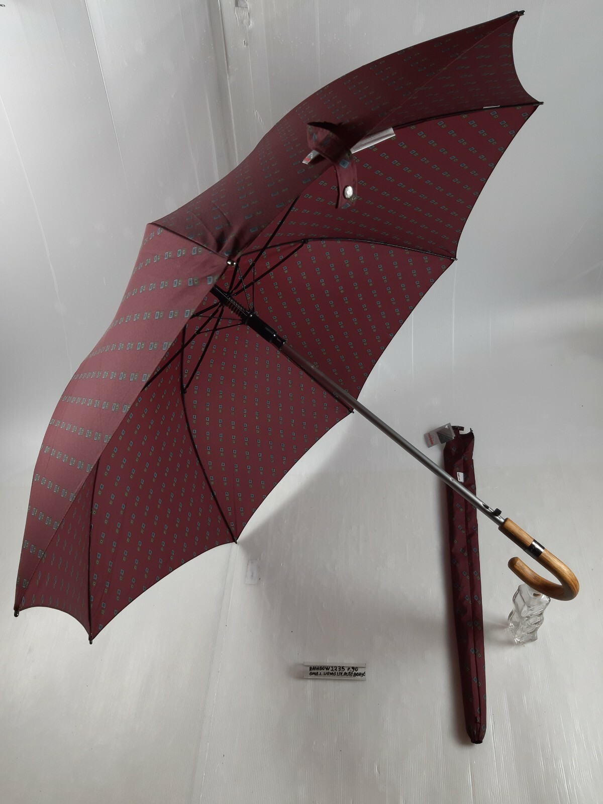 Men's Long Umbrella - Automatic - 8 Studs - Bordeaux - 2235 - Rainbow