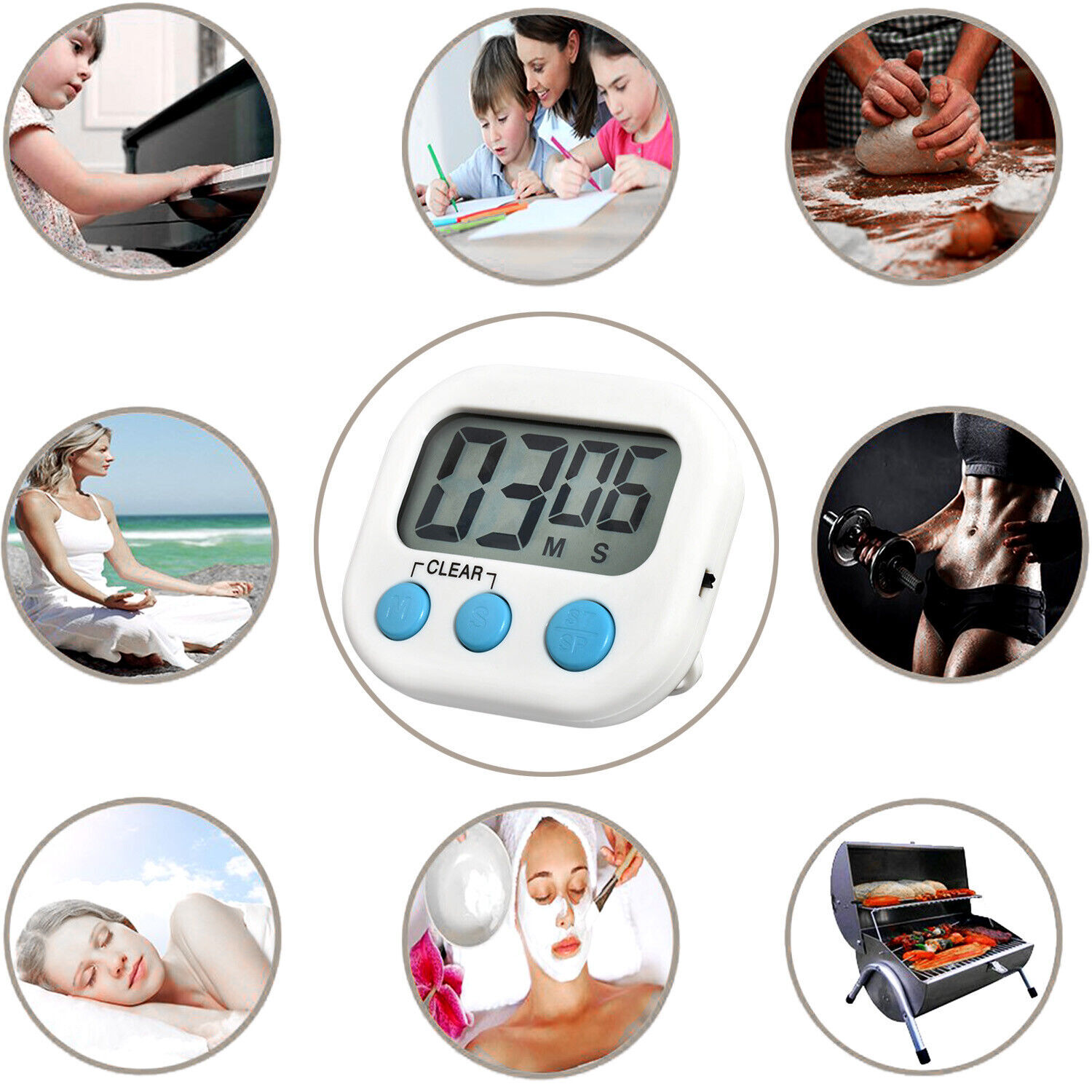 Digital Kitchen Timer Magnetic Cooking LCD Large Count Down Up Clear Loud Alarm