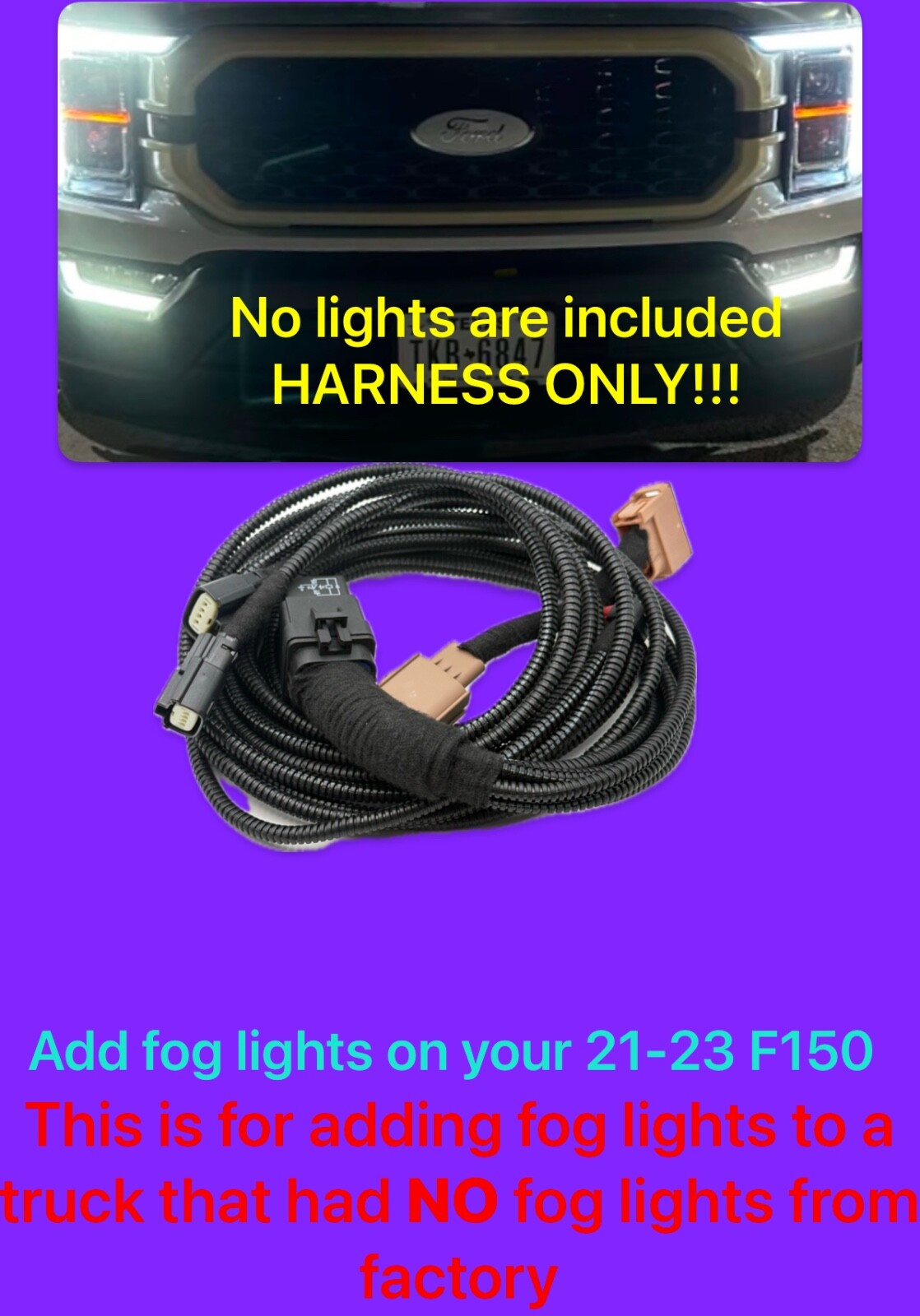 2021 2022 2023 Ford F150 OEM LED DRL Fog light Harness