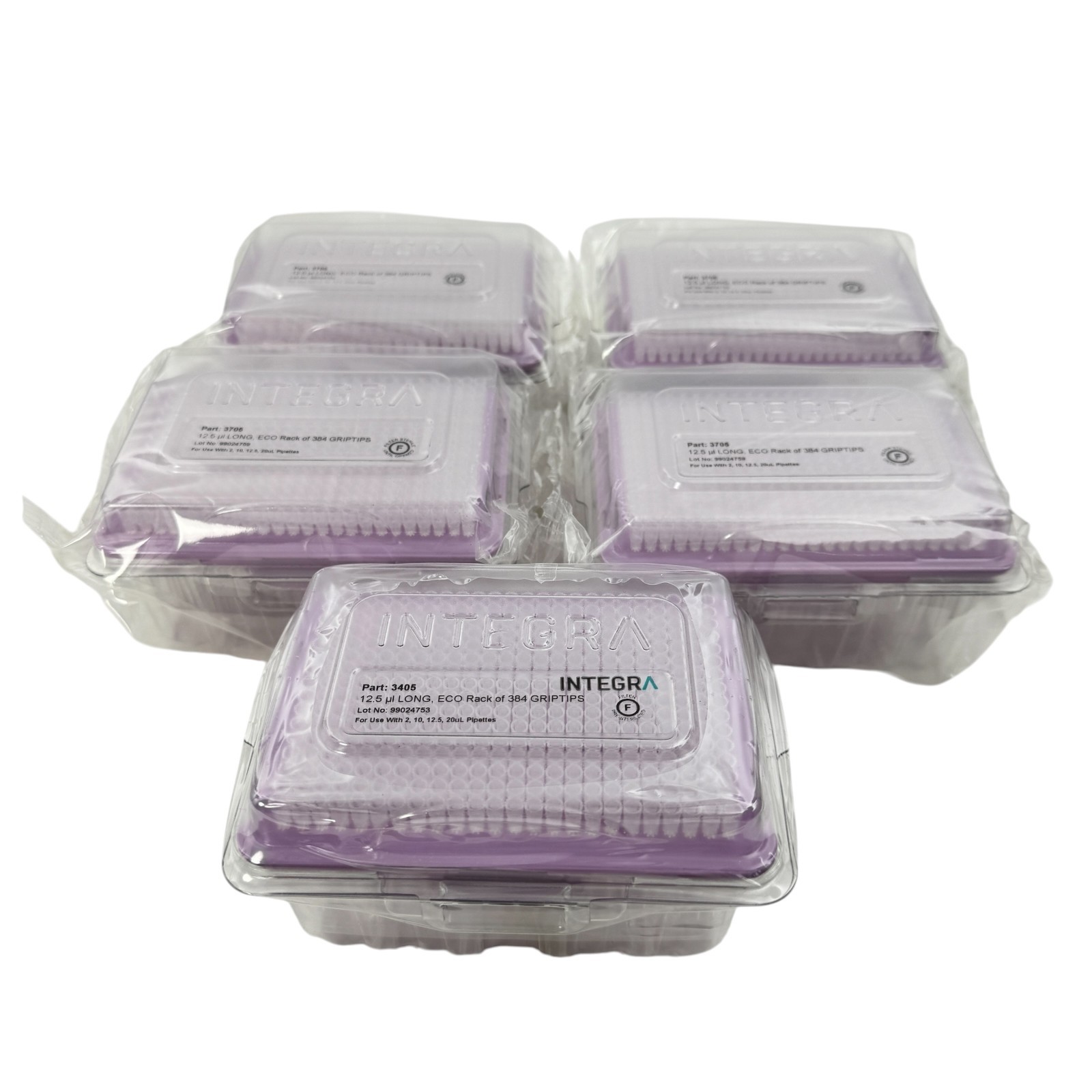 INTEGRA 3405 12.5µL LONG ECO 384 GripTips Pipette Tips Rack 5 Pack
