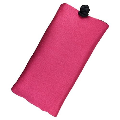 Soft Eyeglass Case (Sunglasses Pouch), Knot and Fuchsia + Black - Poly Silk
