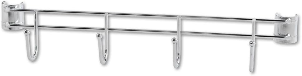 Hook Bars For Wire Shelving Four Hooks 18" Deep Silver Pack of 2 Bars)