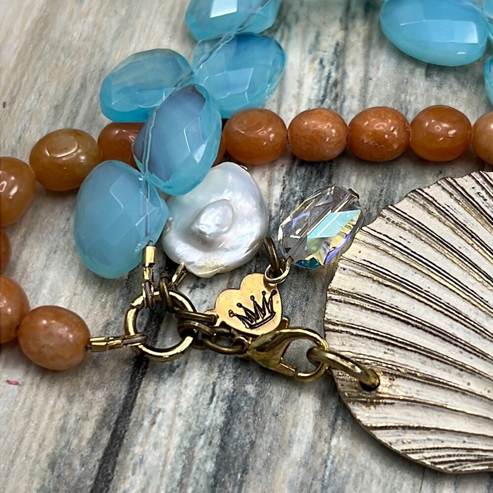 Adorned Crown Assemblage beaches & butterflies double strand shell bracelet