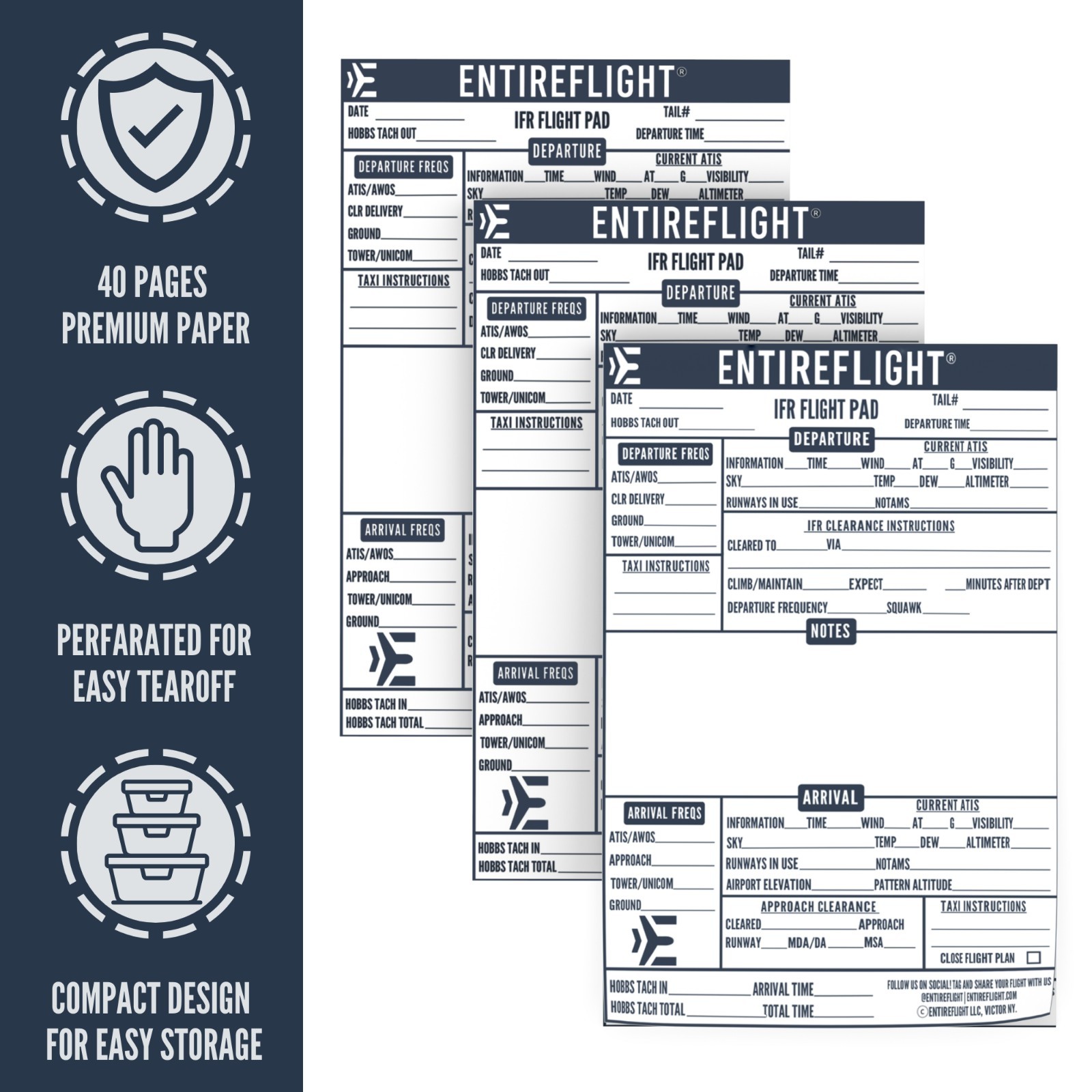 EntireFlight IFR Flight Notepad Instrument Pilot Cockpit Aviation Pad