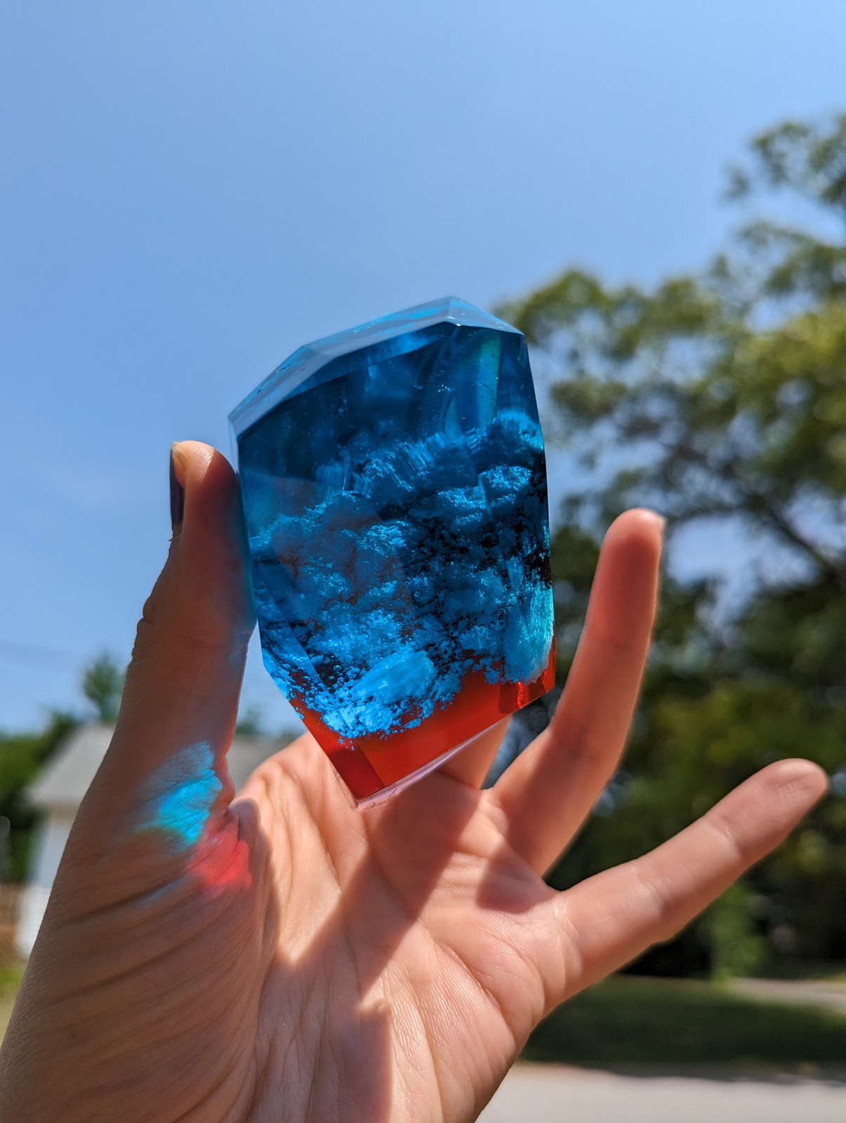 Blue Resin Cloud Crystal Resin Paperweight Sky Celestial Gifts Staff Toppe