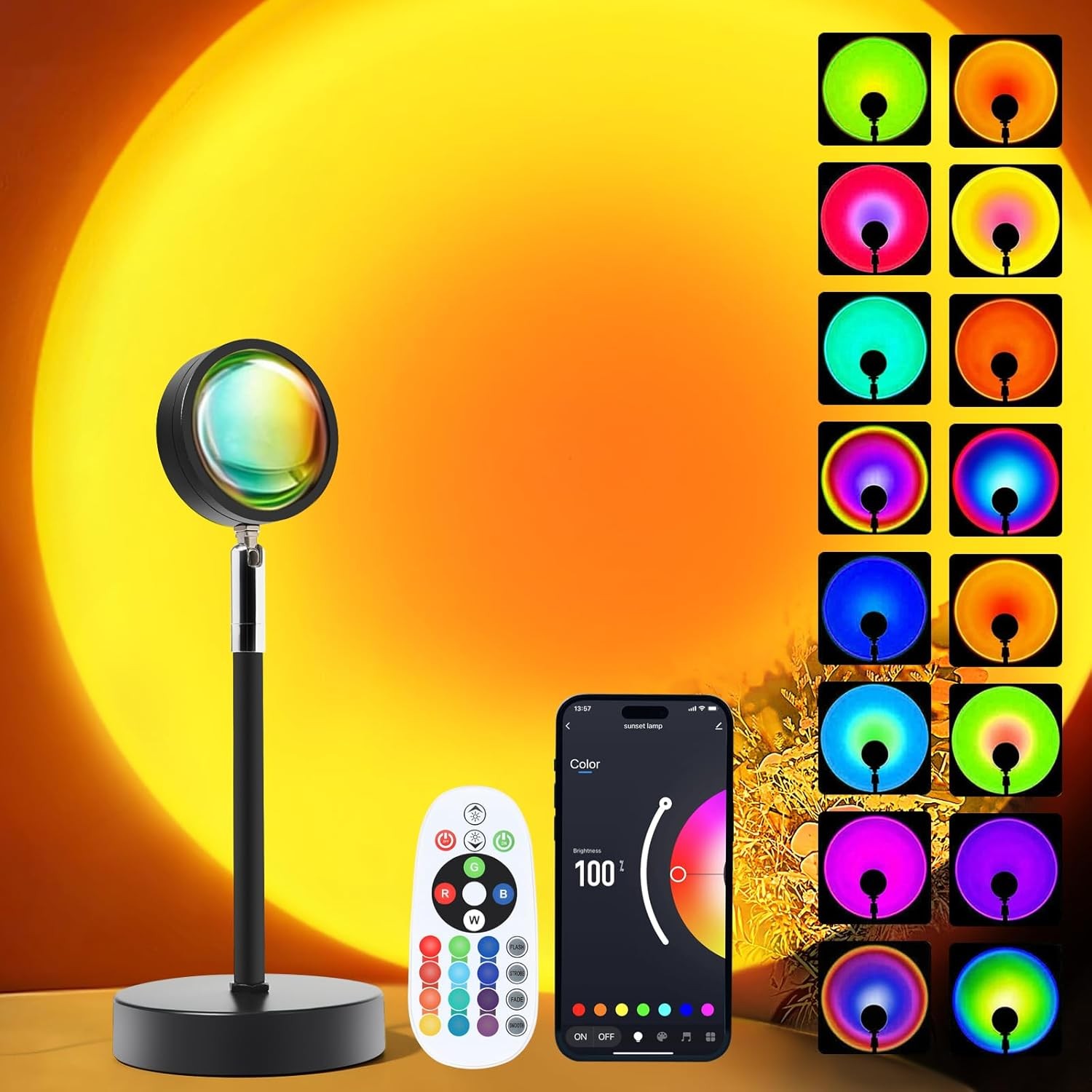 Sunset LED Lamp Projector, 21 Colors Changing App & Remote Control Mood lighting