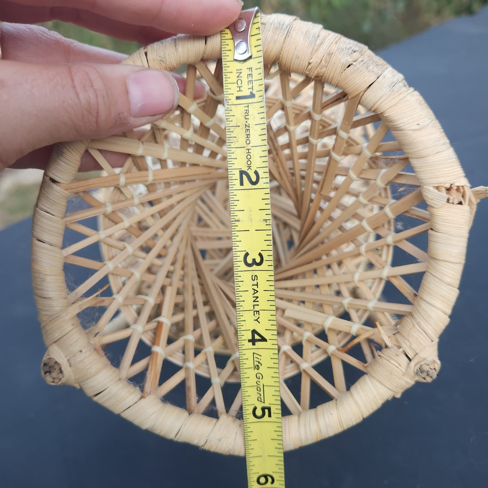 Vtg Peacock Fan Back Rattan Chair 16” Plant Stand Wicker Boho