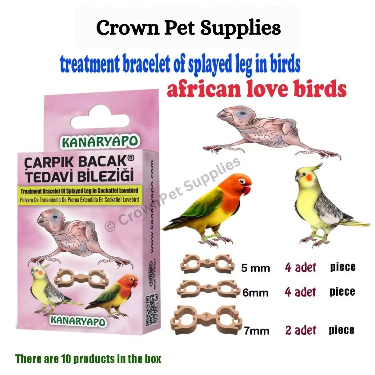 Splayed Leg Treatment Bracelet for LoveBird & Cockatiel, Parrot Bands Leg Rings