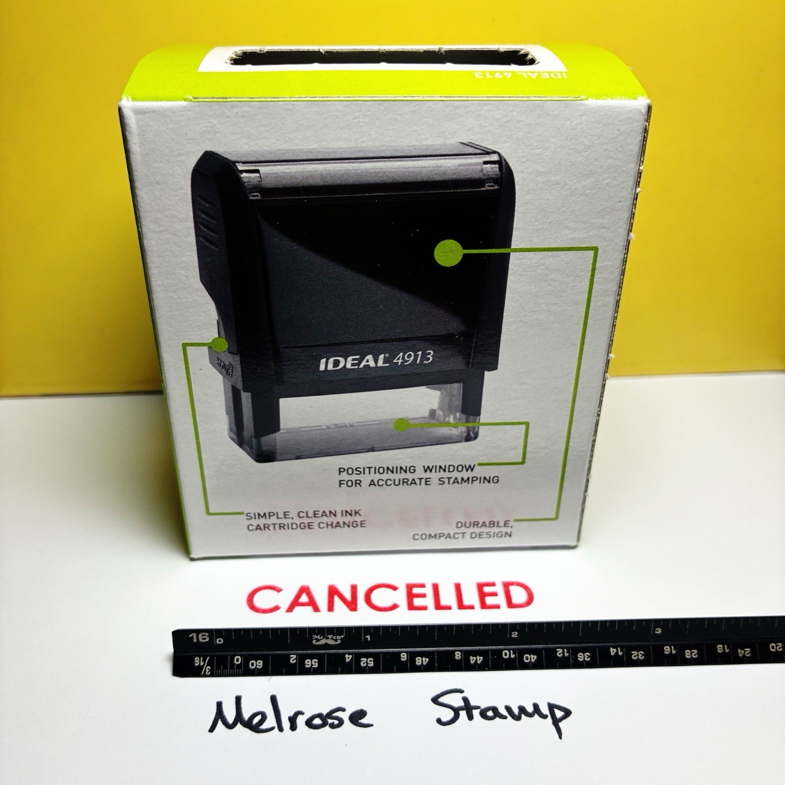 Cancelled Rubber Stamp Red Ink Self Inking Ideal 4913