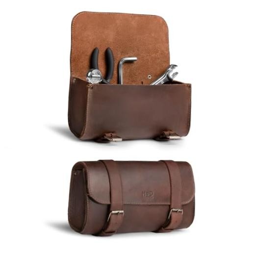 , Motorcycle Handlebar Bag with 2 Adjustable Straps, One Size Bourbon Brown