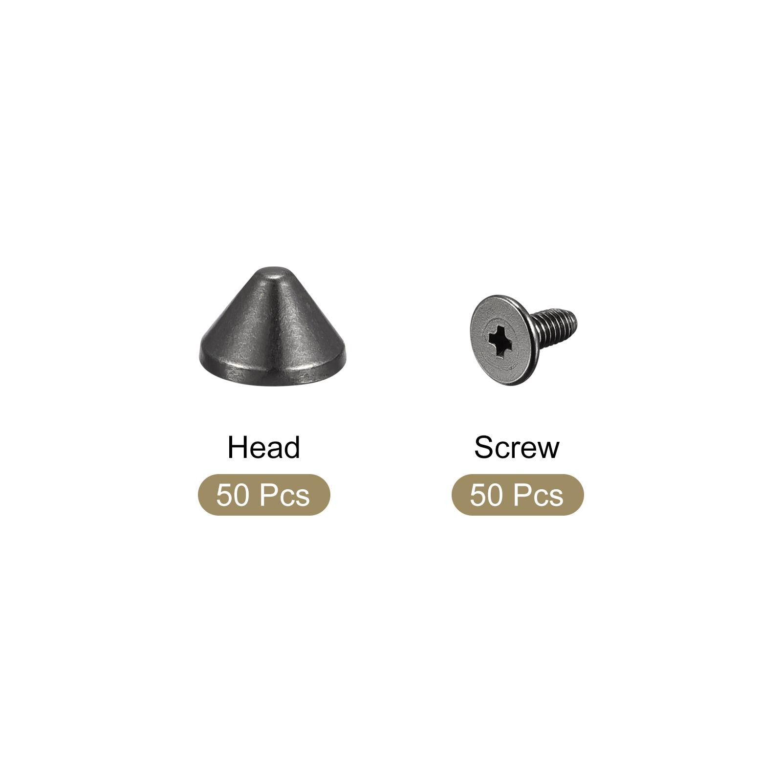 9x6mm Screw Back Rivets, 50 Sets Solid Leather Studs for DIY Black