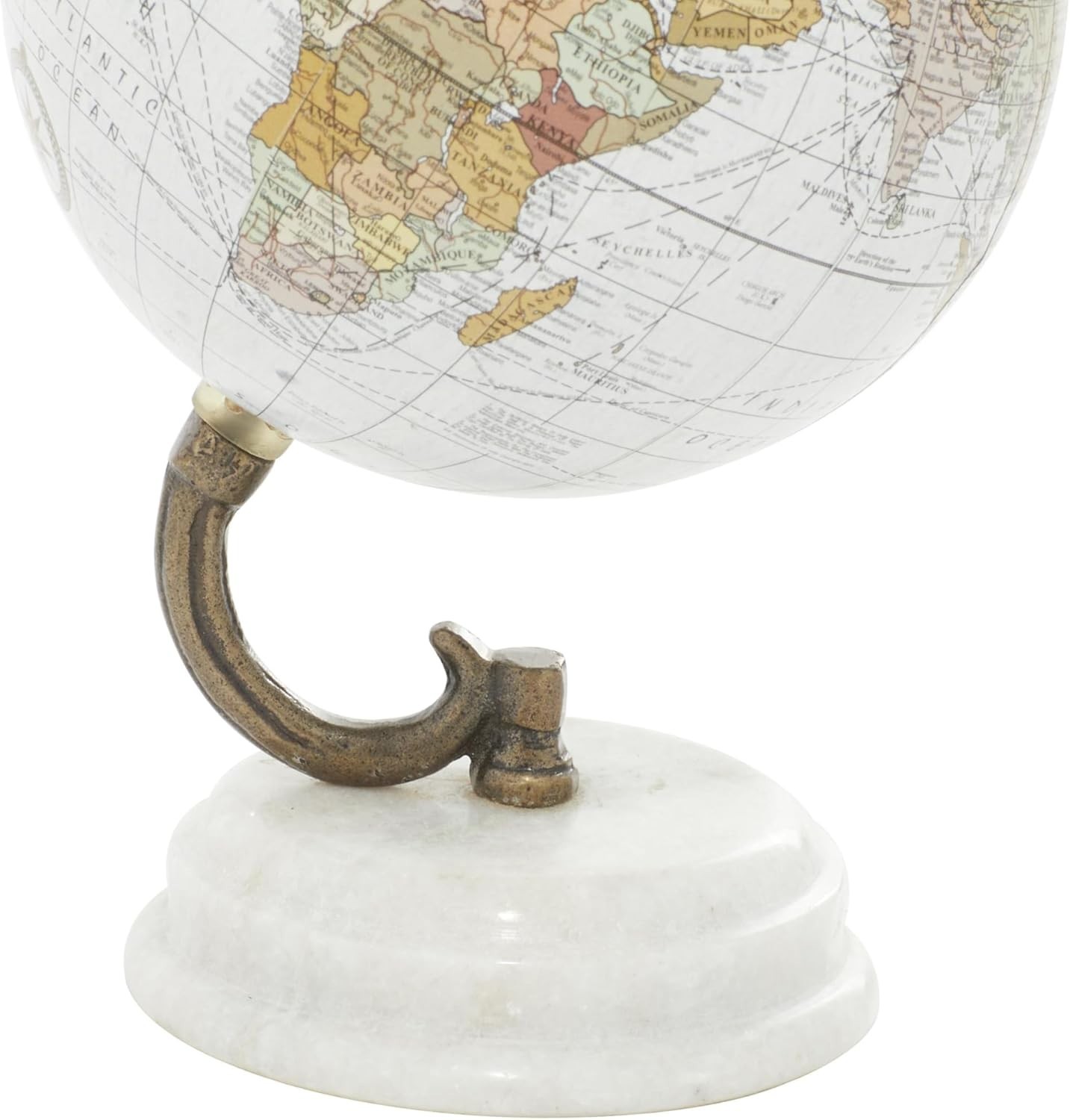 Deco 79 Marble Globe White with Marble Base 5"x5"x8" Tabletop Decor