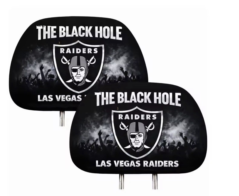 Las Vegas Raiders Car Auto Headrest Covers  Set of 2 Fan Gift Decor Black Hole
