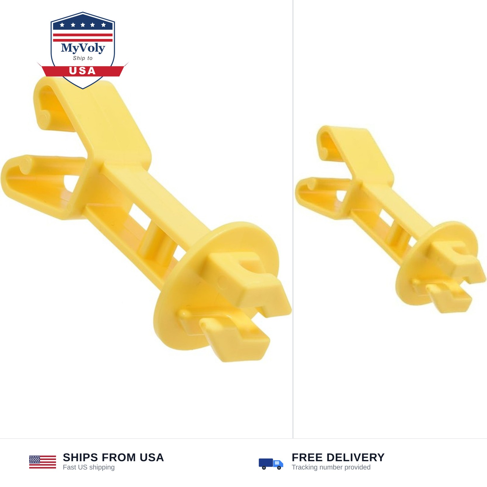 Electric Farm Fence Wire Insulators, U Post Extended, Yellow, 25