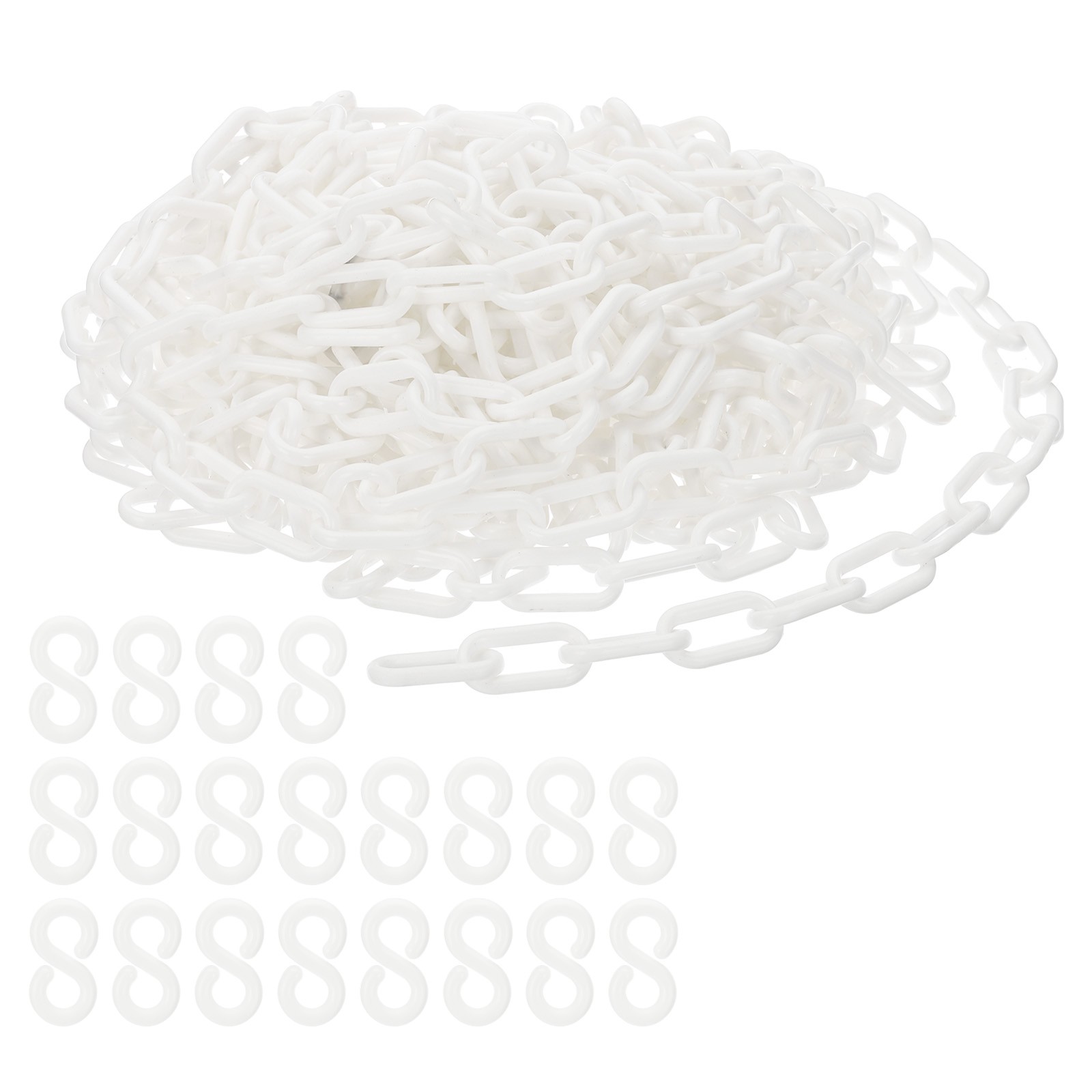 Plastic Chain Links, 45 Foot Safety Chains, White Chains Barriers,6mm
