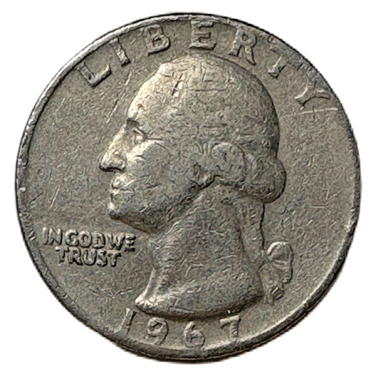 1967 One (1) Washington Quarter Circulated KM 164a Copper-nickel United States