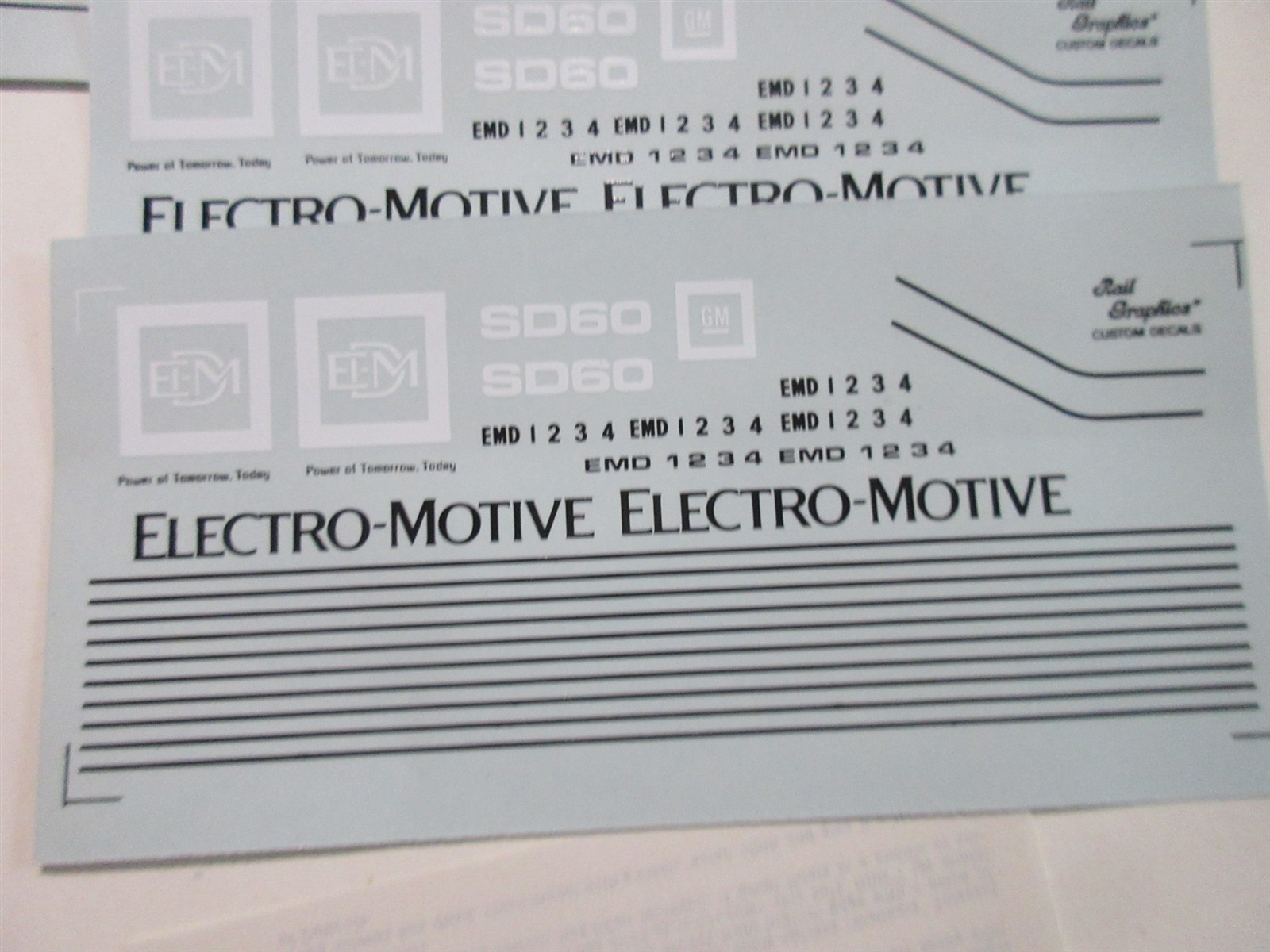 RAIL Graphics DecalsELECTRO-MOTIVE SD60 LARGE DECALS