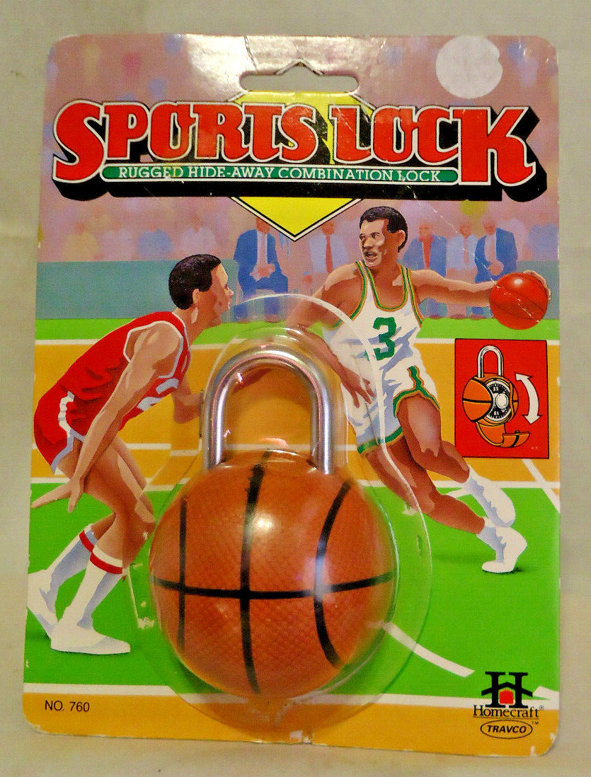 VINTAGE 1988 SPORTSLOCK BASKETBALL RUGGED HIDE-AWAY COMBINATION LOCK